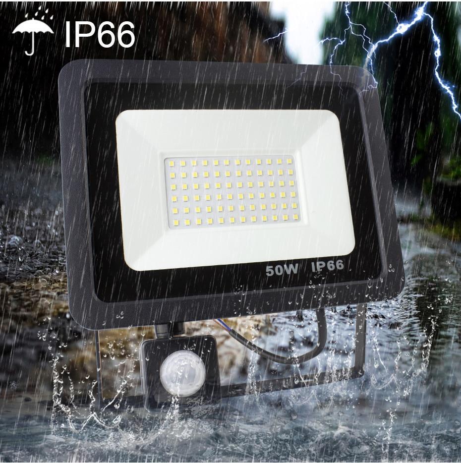 LED PIR Motion Sensor Adjustable Flood Light 10W 20W 30W 50W Waterproof IP66 Floodlight Garden Spotlight Outdoor Wall Lamp