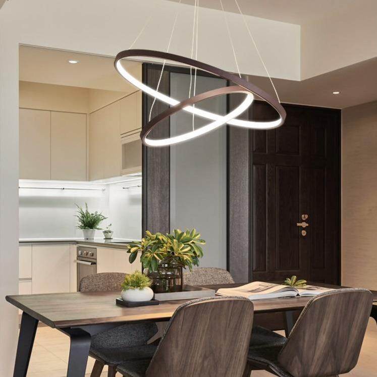 Mavesan Pendant Lights For Living Room Foyer Room 1/2/3 Circle Rings Acrylic Aluminum Body LED Pendant Lamp Fixtures Home Dero