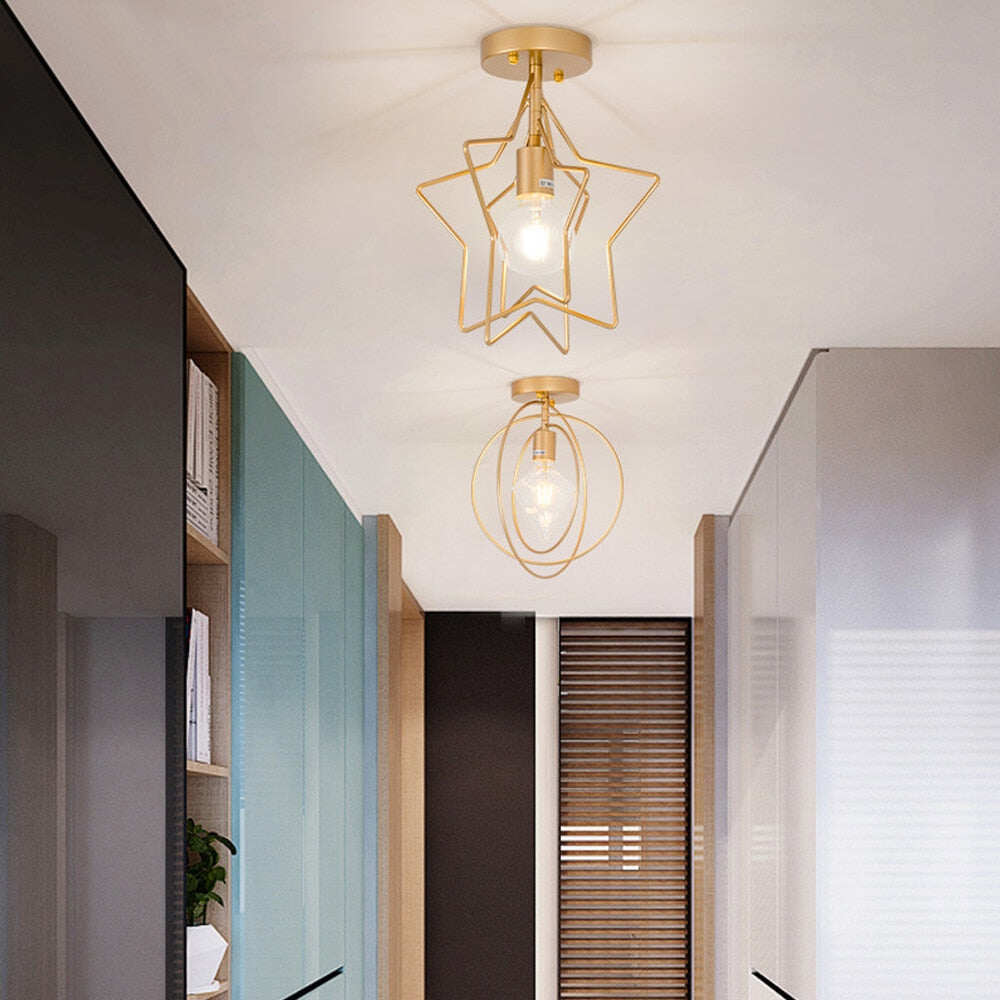Vintage Ceiling Lights Iron Black/Golden Ceiling Lamp Retro Cage Lighting