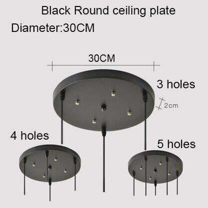 Ceiling Plate Black/White Iron Pendant Lamp Bases DIY 2/3/4/5 holes 25cm/30cm/40cm/50cm Straight/Round Ceiling Base