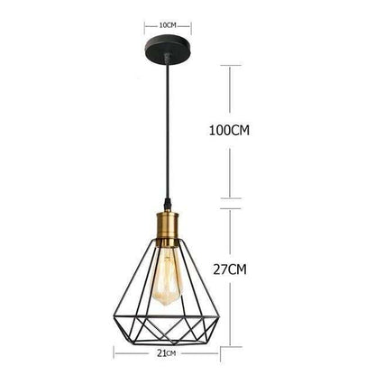 Modern  Industrial Vintage Cage Pendant Light Iron Art Diamond Pyramid Wrought home Ceiling Lamp Suitable for E27 bulbs