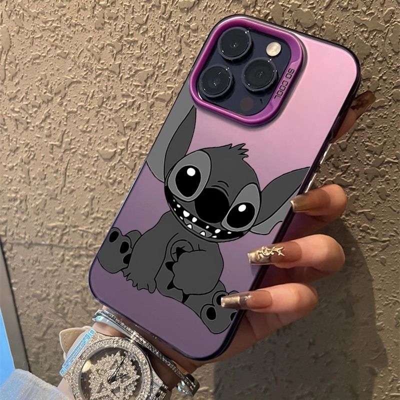 Cartoon Stitch Couple Case for iPhone 16 15 14 13 12 11 Pro Max Plus 16E X XR XS Max Hard Shockproof Bumper Back Cover