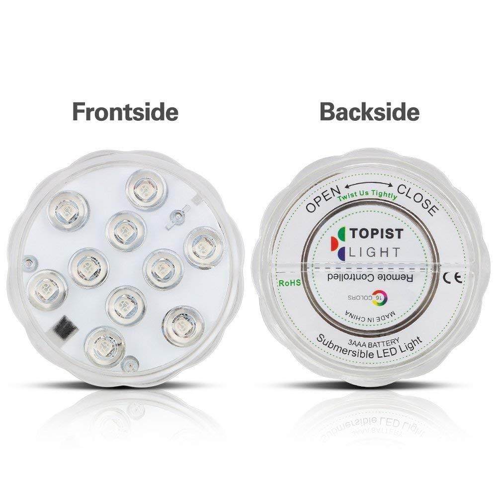 4PC Underwater lamp IP68 Waterproof Multi Color Battery Operated Remote Control Wireless 10-LED lights for Hot Tub,Pond,Pool