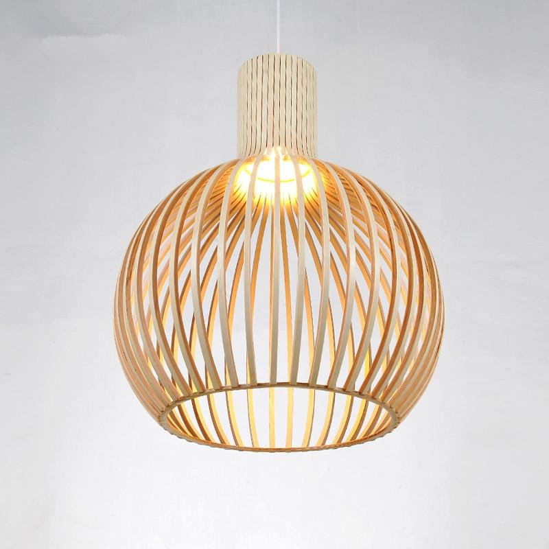 Modern Black Wood Birdcage E27 Bulb Pendant Lights Home Deco Pendant Lamp
