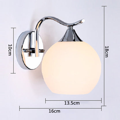 LED Glass Wall Lamps Modern Bedroom Lights White Glass Ball Indoor Wall Light