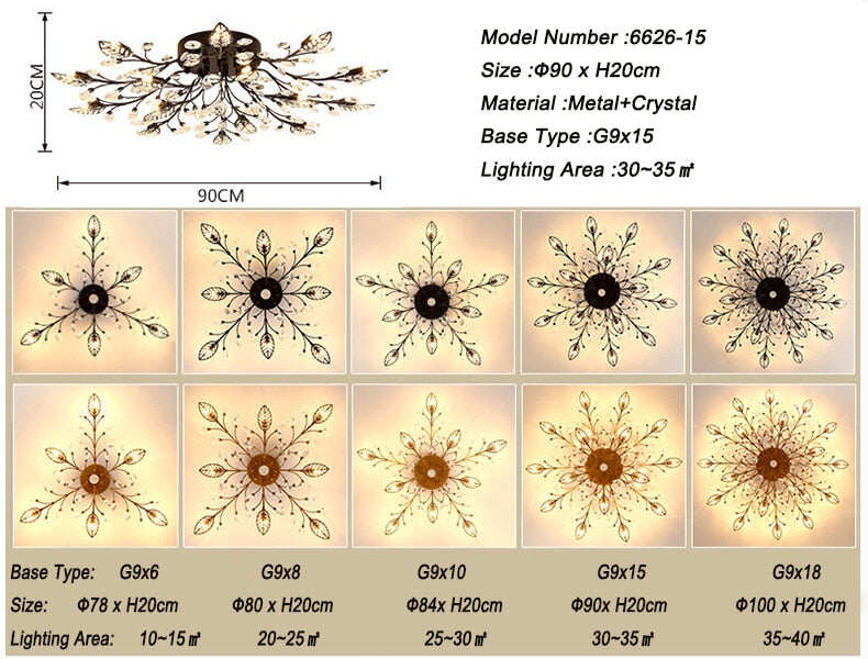 Vintage LED Ceiling Light Crystal Ceiling Lamp For Living Room Loft