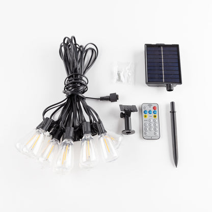 Solar Globe LED String Lights G40 Patio Light USB Recharger 8 Light Modes Remote Control Solar Weatherproof