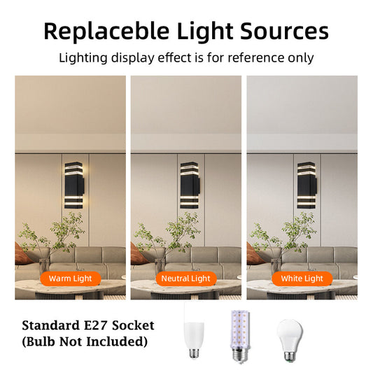 Replaceable Bulb Wall Light Outdoor LED Wall Lamp Up Down Porch Light Waterproof Exterior Sconce Light for Balcony Garden Stair