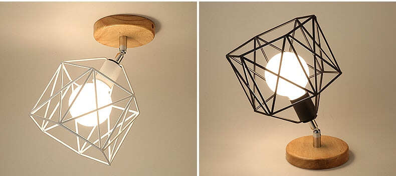 E27 5W Iron Ceiling Lamp Shade Pendant Light Covers and Shades Triangle Metal Ceiling Lamp