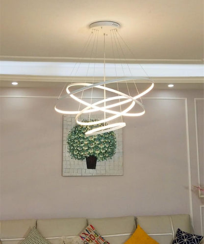 Aluminum Circle Rings Modern LED Chandelier lighting White&Black&Gold Lustre Living Kitchen Dining room nordic lamp luminarias