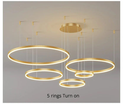 Nordic LED Pendant Lights Art Free combination Rings Cord Pendant Lamp For Living Room Kitchen Cafe Bedroom Hanging Lights