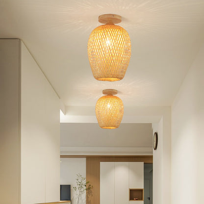 Newest Bamboo Pendant Lamps Ceiling Lights Rattan Wicker Lustre Hand Knit Braiding Suspended Dining