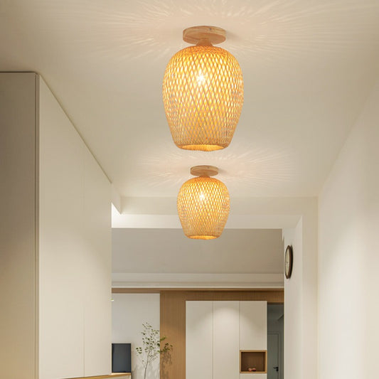 Newest Bamboo Pendant Lamps Ceiling Lights Rattan Wicker Lustre Hand Knit Braiding Suspended Dining