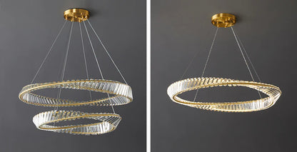 Dimmable Crystal Chandeliers Lighting Modern Ring Pendant Light LED Lamp Fixtures for Dining Room Livingroom Bedroom Kitchen