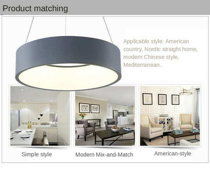 Gray Circle LED Pendant Lights Modern For Dining Room Restaurant Decoration Hanging Lamp Living Bedroom Fixtures Luminaria
