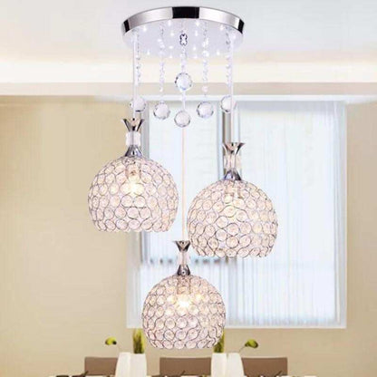 Modern Simplicity Style Indoor Decorations Pendant Lamp E27 LED Crystal Pendant Lights For Restaurant 3 Heads Hanging Light