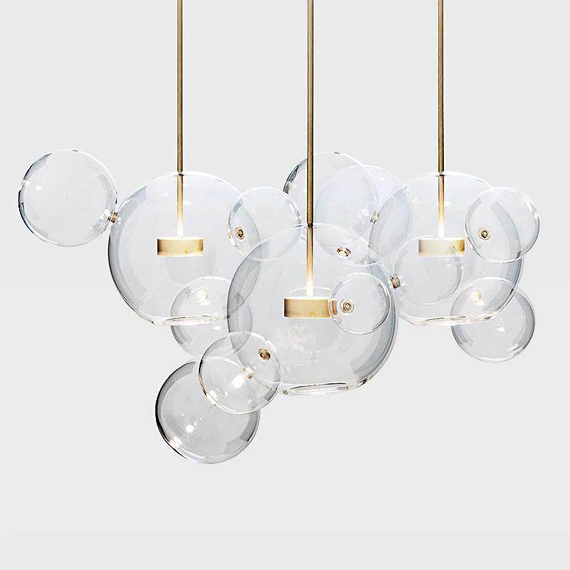 Modern Creative Clear Glass Bubble Ball LED Pendant Llights Kitchen Bedroom Store Cafe Interior Lighting Decorative Hanging Lamp