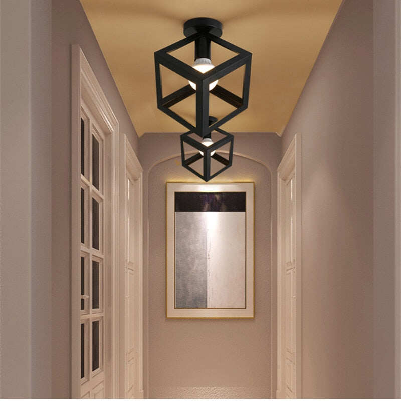 Modern Wrought Iron E27 Led Ceiling Lamps Black Ceiling Lights For Kitchen Living Room Bedroom Study Aisle Restaurant Cafe Hotel