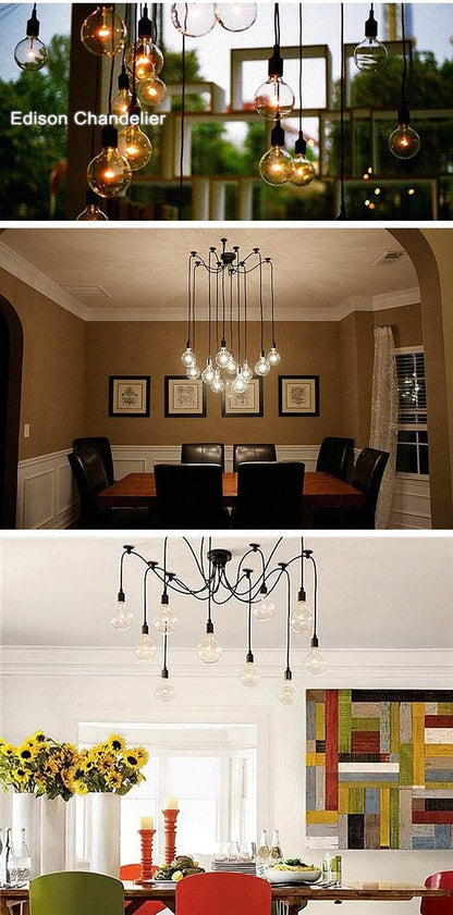 Mordern Nordic Retro Edison Bulb Light Chandelier Vintage Loft Antique Adjustable DIY Art Spider Ceiling Lamp Fixture Light