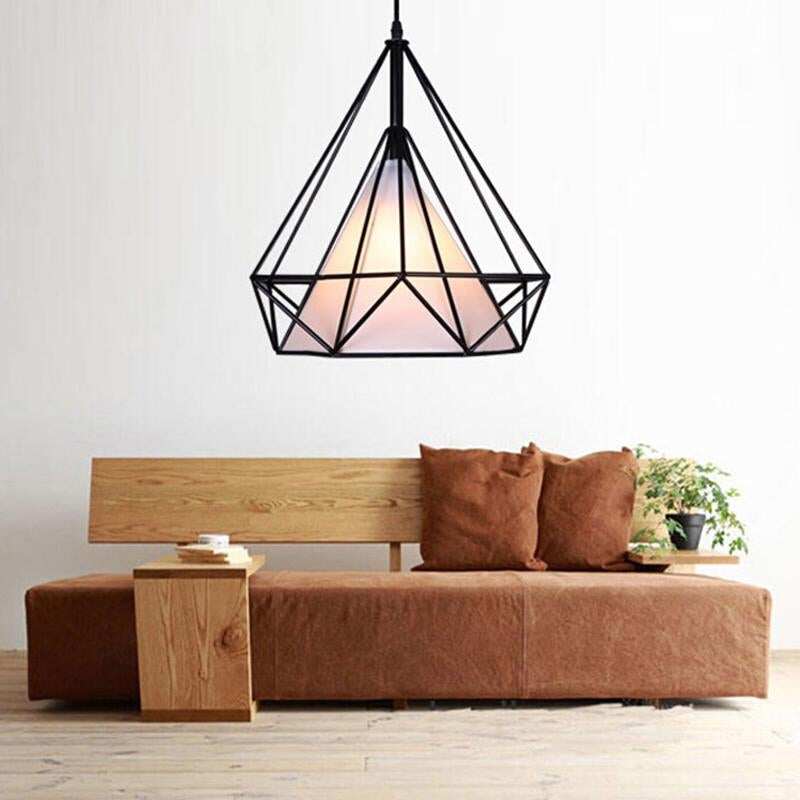 Modern Art Deco Black/White Birdcage Pendant Lights Iron Minimalist Retro Light  Loft Pyramid Lamp Led Bedroom Kitchen Bar Cafe