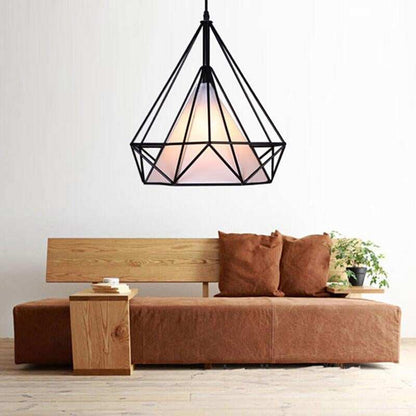 Modern Art Deco Black/White Birdcage Pendant Lights Iron Minimalist Retro Light  Loft Pyramid Lamp Led Bedroom Kitchen Bar Cafe