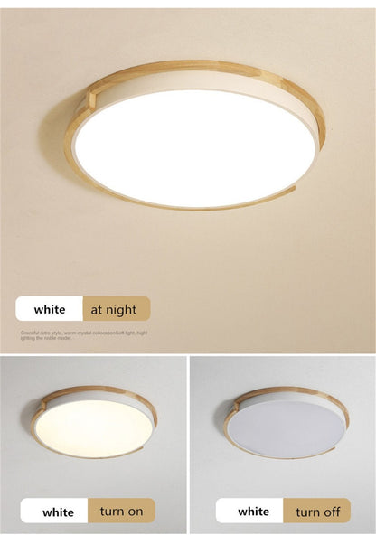 Modern Simple Ceiling Light LED Circular Lamp Iron Wood Nodic Bedroom Living Dining Room Decoration Light Fixture