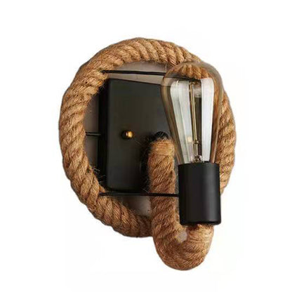 Hemp Rope Loft Style Wall Lamp Vintage Iron Industrial Bedside Light Retro Fixtures For Home Lightings Bar Cafe Living Room E27