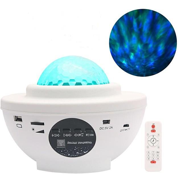 LED Starry Galaxy Projector Night Light Ocean Wave Projection with Bluetooth Music Speaker 8W LED 10 Colors 21 Lighting Modes Brightness Levels Adjustable with Remote Control-LITBest