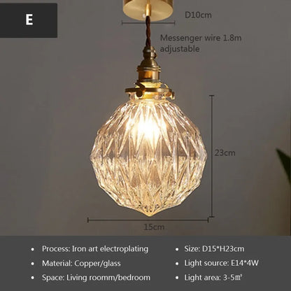 Glass Pendant Light Nordic Dining Room Retro Chandeliers Creative Minimal E27  Transparent Lampshade For Restaurant Lamp Lustre