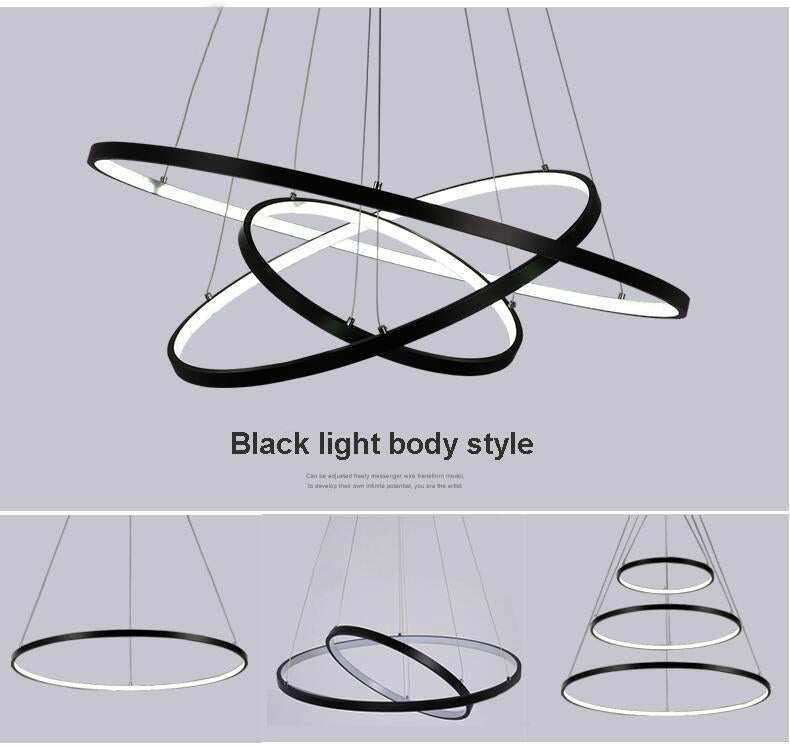 Modern Circle Rings Acrylic Aluminum Pendant Lights For Living Room Dining Room