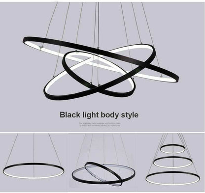 Modern Circle Rings Acrylic Aluminum Pendant Lights For Living Room Dining Room