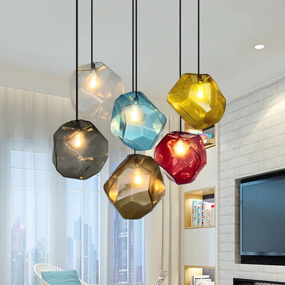 Simple Stone glass pendant light colorful indoor G4 LED lamp The restaurant dining room bar cafe shop lighting Fixture