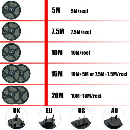 Bluetooth LED Strips Lights luces LED RGB 5050 2835 Flexible Lamp Tape Ribbon With Diode DC 12V 5M 10M 32.8ft Christmas New Year-1