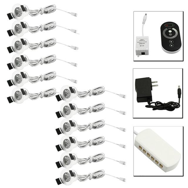 Mini LED Spot Downlights Dimmable Lamp Set Remote Controller Ceiling Recessed 1.5W 27mm Hole Silvery Cabinet Lights