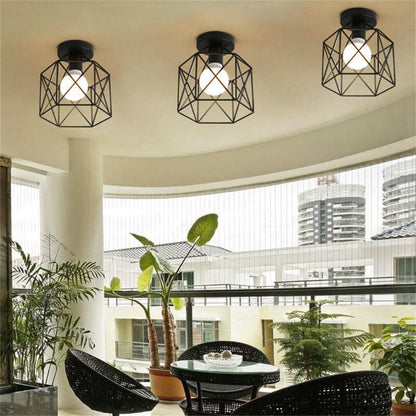 Modern Wrought Iron E27 Led Ceiling Lamps Black Ceiling Lights For Kitchen Living Room Bedroom Study Aisle Restaurant Cafe Hotel