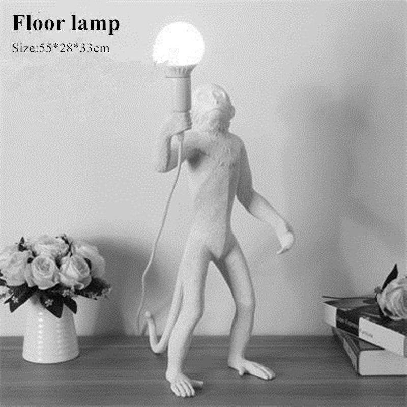 Modern Golden White Resin Monkey Pendant Lamp Suspension luminaire Loft Hemp Rope Pendant Light for Home Lighting