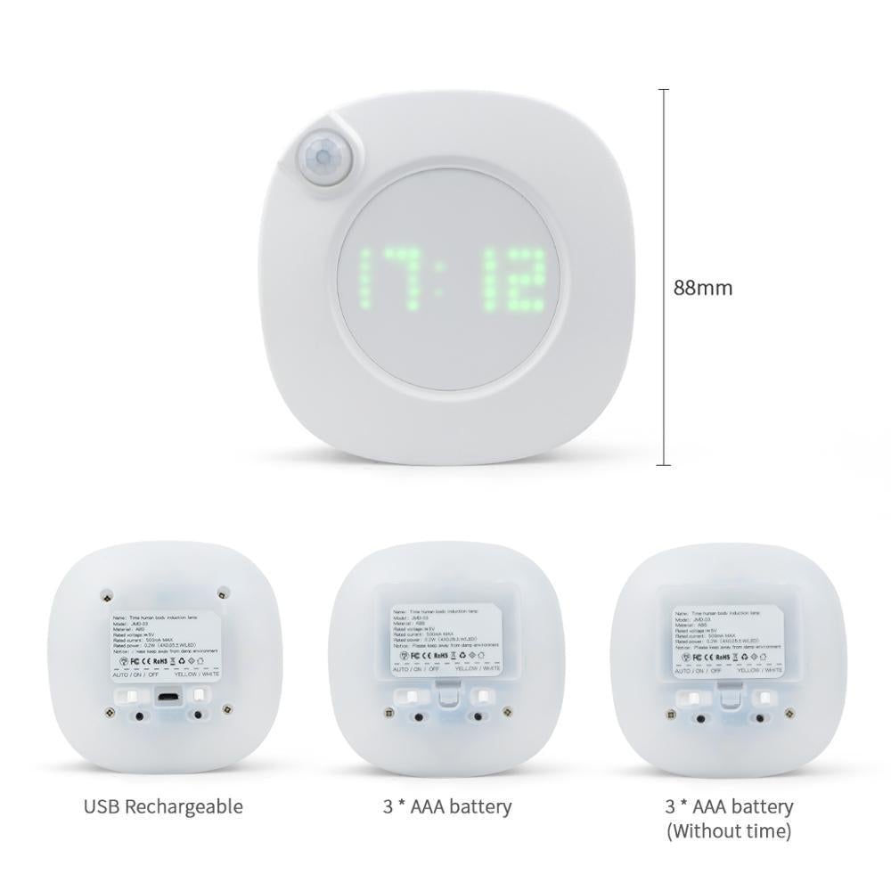 Motion Sensor LED Wall lamp Magnet Indoor Night light With Time Clock For Bathroom Bedroom Corridor Decor Vanity Wall Light