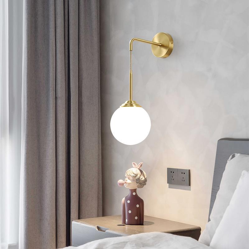 Nordic Copper Bedroom Wall Lamp Creative Modern Minimalist Stair Corridor Porch Living Room Dining Room Personality Copper Wall Lamp