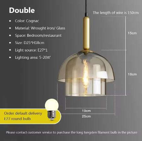 Vintage LED Pendant Chandeliers Lighting Glass Pendant Lamp Restaurant Living Room Aisle Bar Hanging Lighting