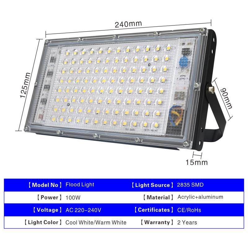100W Led Flood Light AC  Outdoor Floodlight Spotlight IP65 Waterproof LED Street Lamp Landscape Lighting