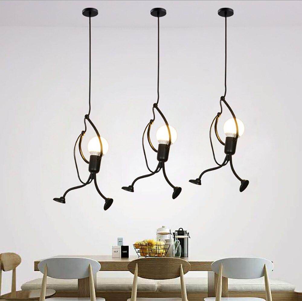 Loft Pendant Lights Climbing Man Art Hanging Lamp Metal Cord Hanger Home Decor Light Creative For Room Lighting Lamps Nordic