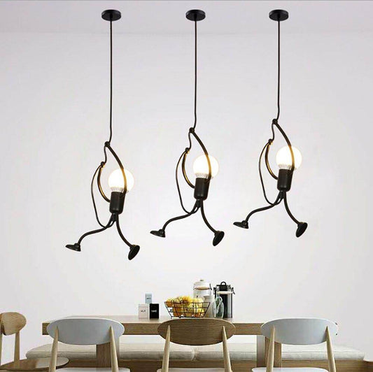 Loft Pendant Lights Climbing Man Art Hanging Lamp Metal Cord Hanger Home Decor Light Creative For Room Lighting Lamps Nordic