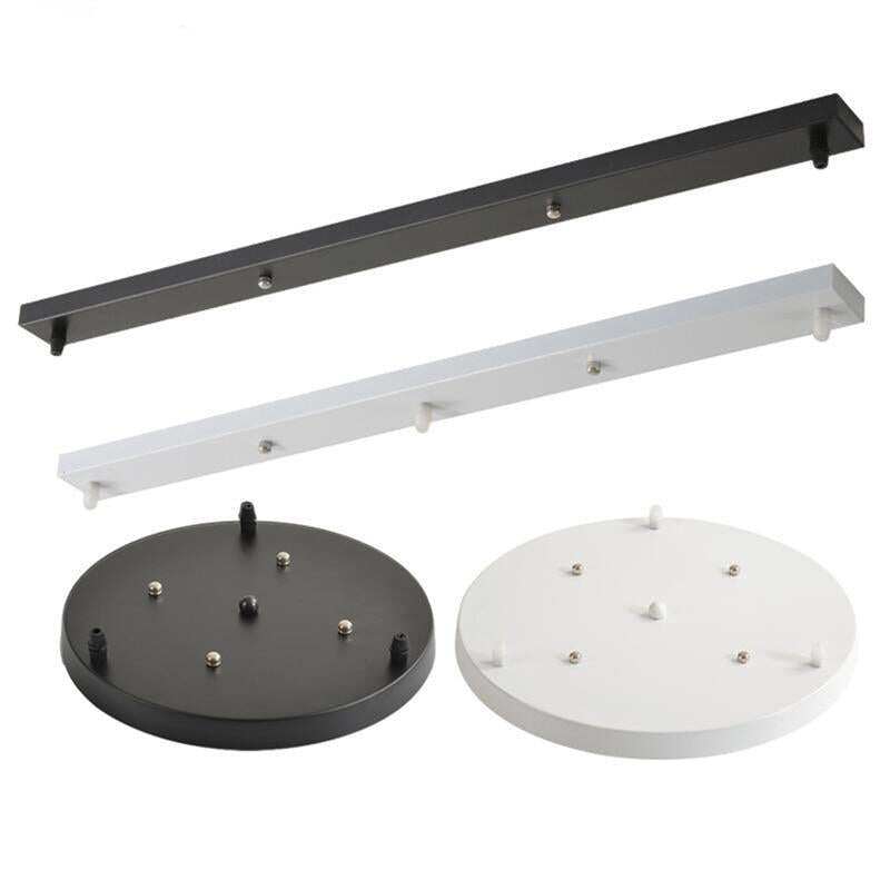 Ceiling Plate Black/White Iron Pendant Lamp Bases DIY 2/3/4/5 holes 25cm/30cm/40cm/50cm Straight/Round Ceiling Base