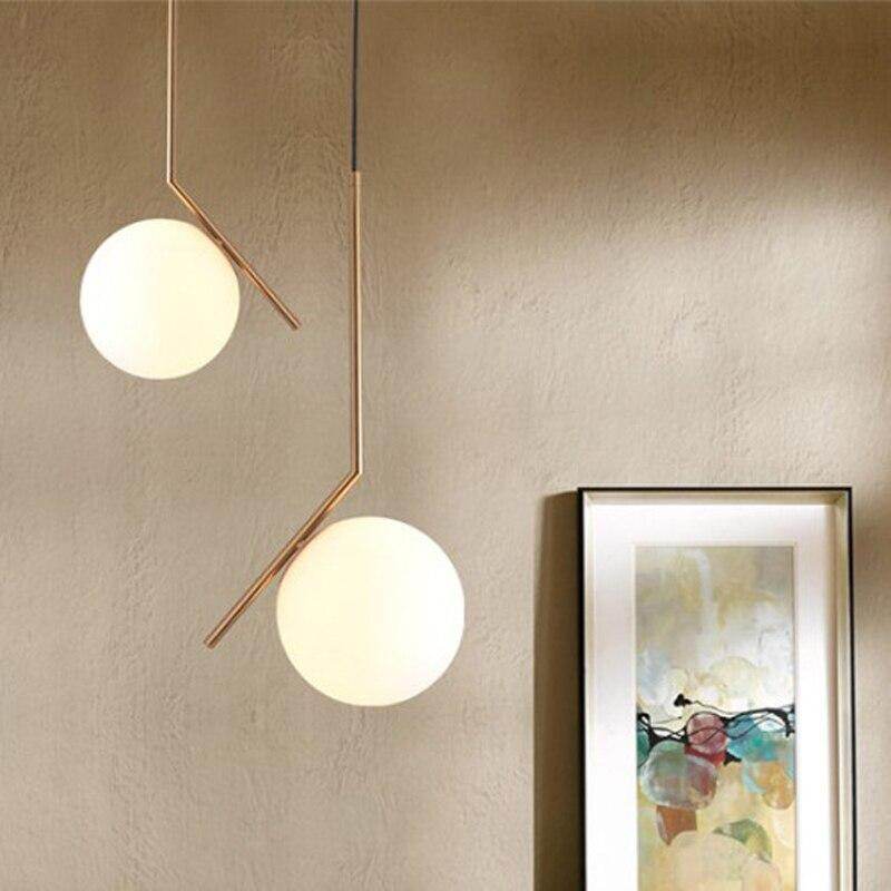 1 PC Nordic Style Pendant Lights Milky White Glassshade Modern Minimalist Led Pendant Lamps for Dining Room Decoration Lighting