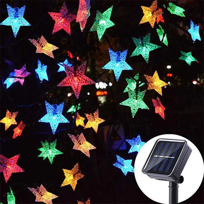LED Solar Star String Lights Outdoor Waterproof Solar Powered Fairy Lights for Patio Garden Yard Porch Christmas Wedding Decor