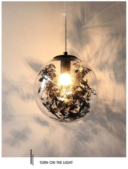 Nordic E27 Pendant Lights Gold And Silver Flower Hanging Lamp Hanglamp Creative Transparent Glass Staircase Loft Home Deco