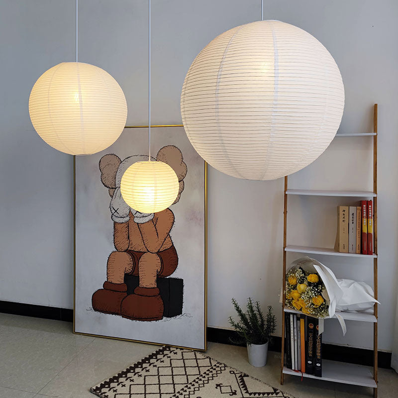 Wabi Sabi Wind Pendant Lights LED Akari Rice Paper Hanging Lamp for Living Dining Room Paper Handwoven Pendant Lamp