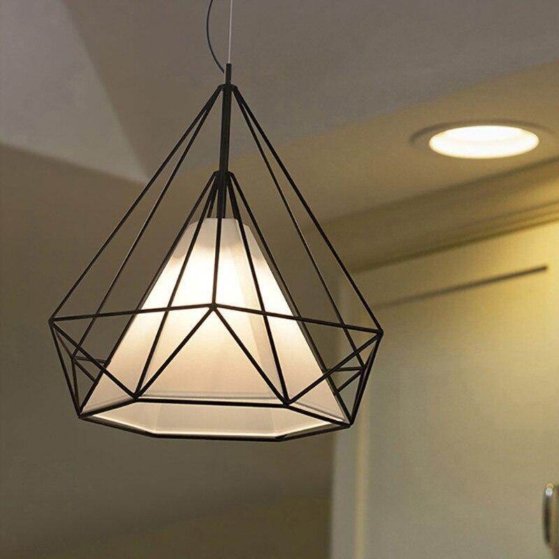 Modern Art Deco Black/White Birdcage Pendant Lights Iron Minimalist Retro Light  Loft Pyramid Lamp Led Bedroom Kitchen Bar Cafe