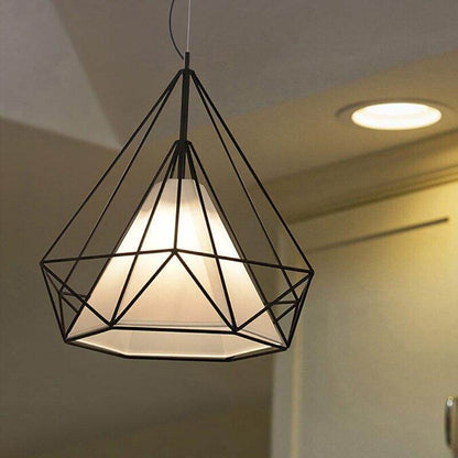 Modern Art Deco Black/White Birdcage Pendant Lights Iron Minimalist Retro Light  Loft Pyramid Lamp Led Bedroom Kitchen Bar Cafe