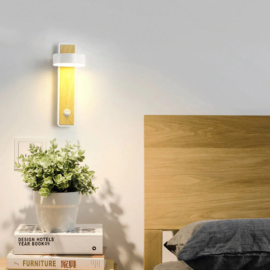 Nordic modern simple indoor wall lamp living room decoration stair lamp bedroom Hotel creative decoration rotating bedside lamp